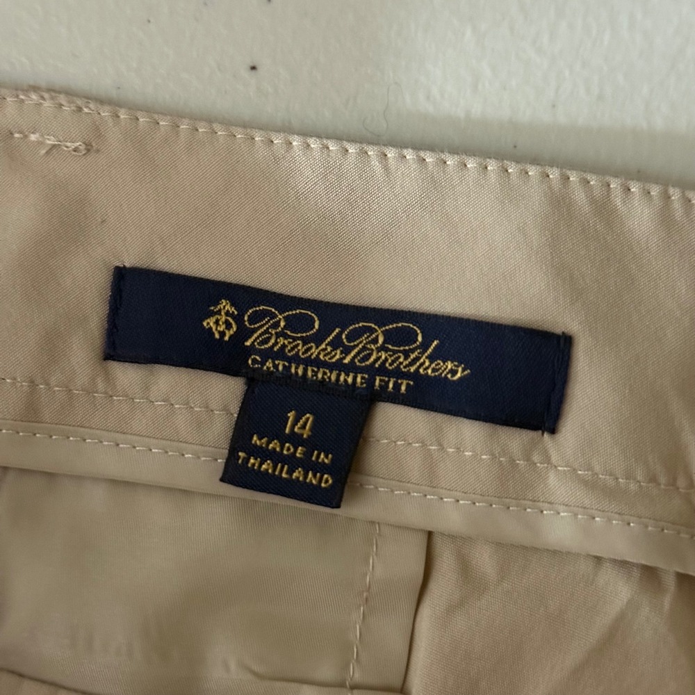 Brooks Brothers Catherine Fit Khaki Beige Straight Leg Pants 14 Stretch Cotton - Picture 6 of 8